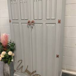 Custom Painted Vintage Wardrobe Old Charm Grey Copper Single Painted Bespoke Blue Gold You Choose Your Colour - thumbnail 3