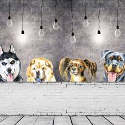 3D Cute Dogs Wallpaper, Cartoon Wall Mural, Removable Peel & Stick - thumbnail 3