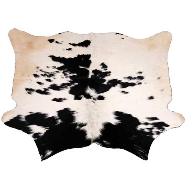 Authentic Black & White Cowhide Rug - Medium Natural Leather Skin For Elegant Interiors - 34x38 Inches - image 1