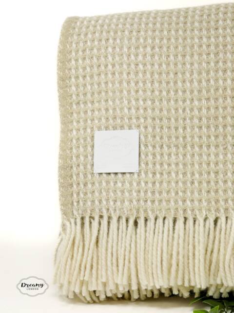 Silver Grey Waffle Throw Blanket- 100% Pure Wool Blanket & Throws - Made in England Housewarming Gift - image 1
