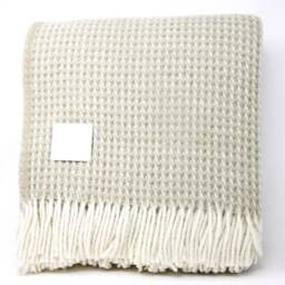 Silver Grey Waffle Throw Blanket- 100% Pure Wool Blanket & Throws - Made in England Housewarming Gift - thumbnail 2