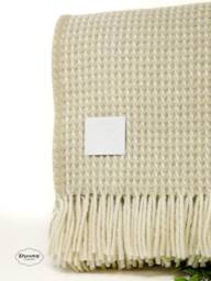 Silver Grey Waffle Throw Blanket- 100% Pure Wool Blanket & Throws - Made in England Housewarming Gift - thumbnail 1