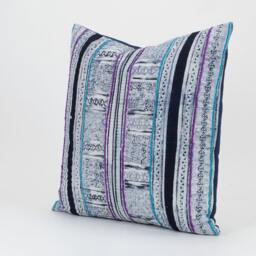 Vintage Hmong Batik Pillow Cover Handspun Ethnic Lumbar Cushion - 18x18 - thumbnail 2