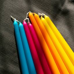Tall Taper Candles - Colourful Candle Pack Dinner Bold Bright Teal Orange Yellow Fuchsia Pink Neon Fluorescent Stick - thumbnail 1