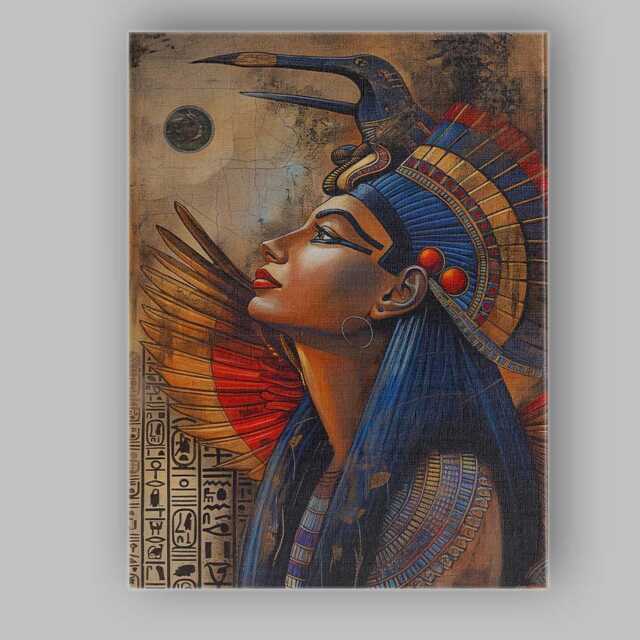Ancient Egyptian Queen With Falcon Headdress Mythology Portrait Canvas Wall Art Print Decor Picture Ready To Hang - image 1