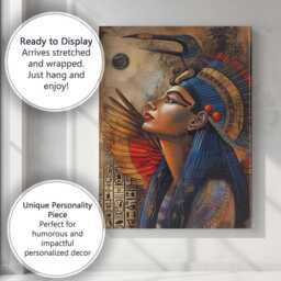 Ancient Egyptian Queen With Falcon Headdress Mythology Portrait Canvas Wall Art Print Decor Picture Ready To Hang - thumbnail 3
