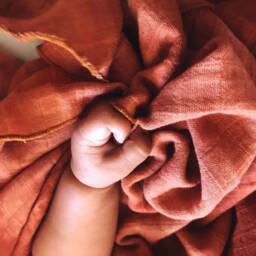 Hand Dyed Organic Bamboo Cotton Muslin Swaddle, Swaddle Blanket, Baby Shower Gift, Mom To Be Gift - thumbnail 2