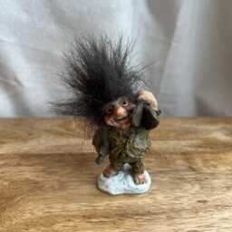 Candy Designs Norwegian Troll Hand Painted Figurine With Hair - thumbnail 1