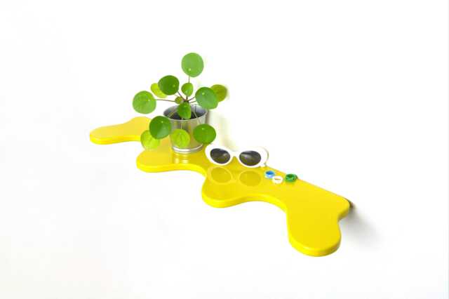 Squiggle Shelf - Yellow Shelf, Dreamy Home Decor, Wavy Eclectic Cosy Decor - image 1