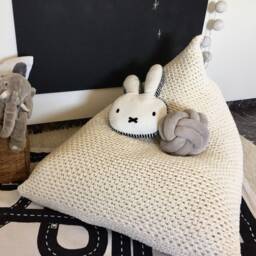 Knitted Bean Bag Chair Recycled Cotton Lounger For Kids, Teens, Adults - Scandinavian Furniture - thumbnail 2