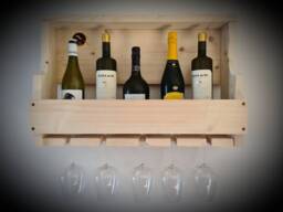 Rustic Reclaimed Wood Wine Rack With Glass Holder, Father's Day Gift