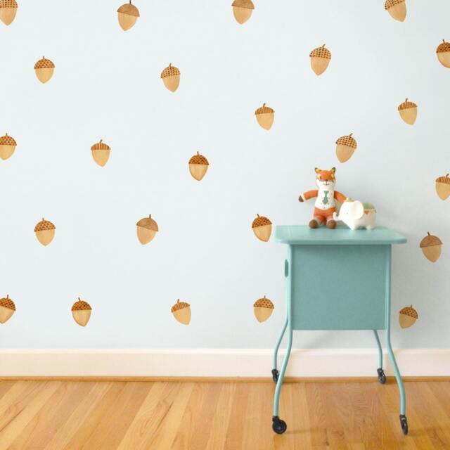 Acorn Toss Brown - Fabric Wall Decal Woodland Mej - image 1