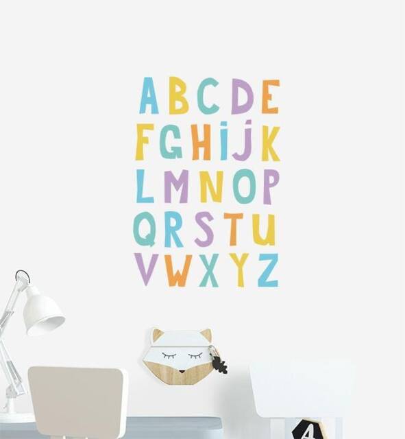 Multi-Coloured Alphabet Wall Sticker Decal - Educational Stickers, Learning, Art, Decals, Kids Room, School, Education, Gifts