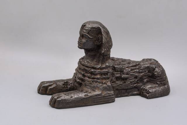 Egyptian Statue Sphinx Black Solid Stone Heavy Made in Egypt - image 1