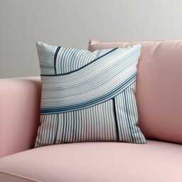 Modern Stripe Cushion Cover, Navy & White Abstract Line Pillowcase, Minimal Geometric Decor, 18x18 - thumbnail 2