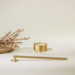 Brass Tealight Holder With Candle Snuffer, Modern Wedding Decor