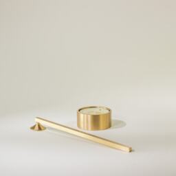 Brass Tealight Holder With Candle Snuffer, Modern Wedding Decor - thumbnail 2