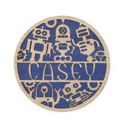Personalised Robot Name Sign - Custom Kids Door Plaque Nursery Wall Art Boys Bedroom Decor Sci-Fi Themed Christmas Gift - thumbnail 1