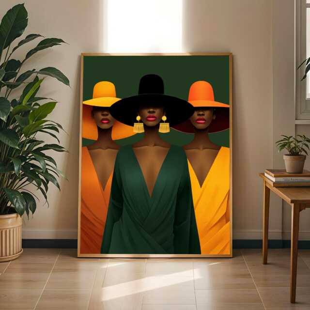 Black Women Art Print, Fashion Illustration, Afrocentric Home Decor - Poster Only - image 1