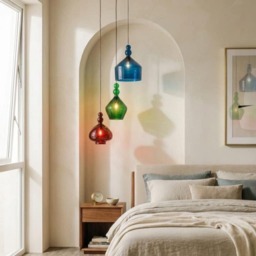 Handmade Blown Glass Pendant Lights Set - Colorful Modern Lighting - thumbnail 2