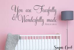You Are Fearfully & Wonderfully Made-Psalm-Vinyl Wall Decal-Bible Verse-Nursery Decal -Girls Boys Vinyl -Wall Scripture - thumbnail 1