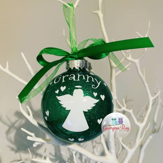 Memorial Christmas Bauble, in Loving Memory Angel Ornament, Personalised Remembrance Gift, 2025 - image 1
