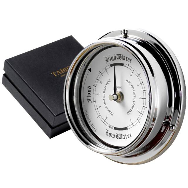 Tabic Tide Clock, Chrome Plated Brass, Heavy Brasselectroplated With Chromium - 1/2Kg, Handmade in England By - image 1
