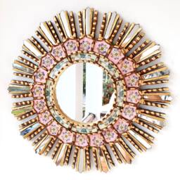 "Peruvian Mirrors - ""Lime Pink 45cm" - thumbnail 1