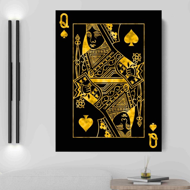 Gold Queen Of Spades Canvas Art - Luxury Wall Decor - image 1