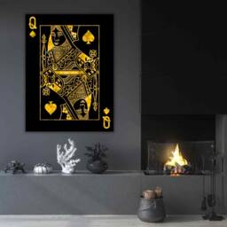 Gold Queen Of Spades Canvas Art - Luxury Wall Decor - thumbnail 2