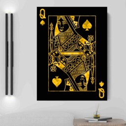 Gold Queen Of Spades Canvas Art - Luxury Wall Decor - thumbnail 1