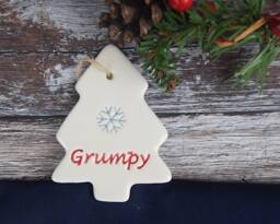 Grumpy, Handmade Ceramic Grumpy Christmas Decoration, Gift For Xmas Present - thumbnail 1