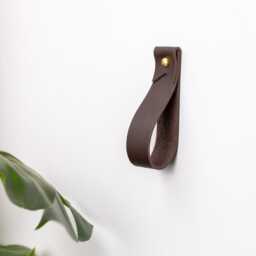 Leather Curtain Rod Bracket With Brass Curtain Rod Holder Wall Hooks Strap Leather Loop Mount Drapery Hanger Hook - thumbnail 4