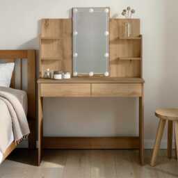 Dressing Table Vanity With Led Mirror Makeup Desk Drawers & Shelves - thumbnail 1