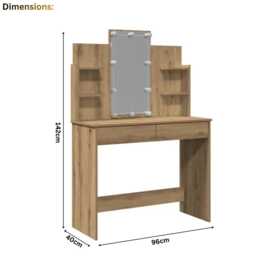 Dressing Table Vanity With Led Mirror Makeup Desk Drawers & Shelves - thumbnail 4