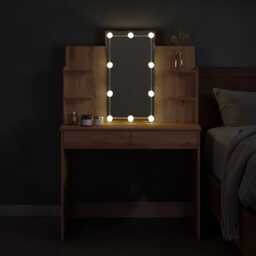 Dressing Table Vanity With Led Mirror Makeup Desk Drawers & Shelves - thumbnail 3