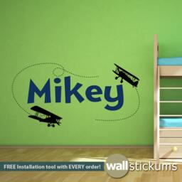 Personalized Airplane Wall Decal, Kids Room Decor - thumbnail 1