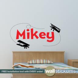 Personalized Airplane Wall Decal, Kids Room Decor - thumbnail 3