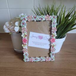 Colourful Floral Shaped Wooden Button Photo Frame 4 X 6 Inches - thumbnail 2