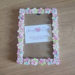Colourful Floral Shaped Wooden Button Photo Frame 4 X 6 Inches - thumbnail 4