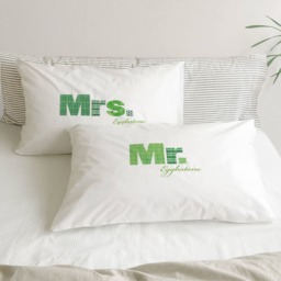 Mr & Mrs Pillowcase Romantic Gift Set in Green - thumbnail 1