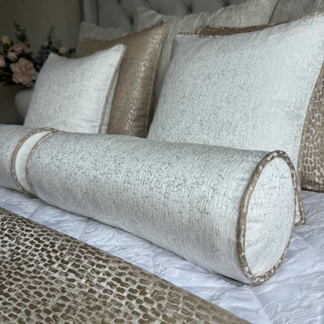 "White Champagne Bolster Cushion 16"" X 6" - image 1