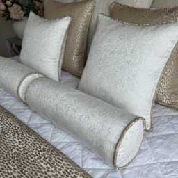 "White Champagne Bolster Cushion 16"" X 6" - thumbnail 4