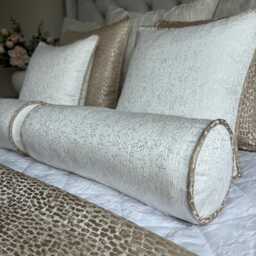 "White Champagne Bolster Cushion 16"" X 6" - thumbnail 1