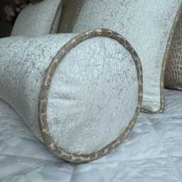 "White Champagne Bolster Cushion 16"" X 6" - thumbnail 2