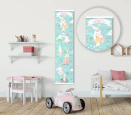 Personalised Height/ Growth Chart - Ballerina Rabbits Beautiful Nursery & Bedroom Wall Decor Printed On A Luxury Fabric Ideal Keepsake - thumbnail 1