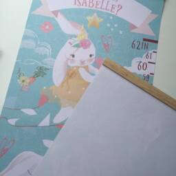 Personalised Height/ Growth Chart - Ballerina Rabbits Beautiful Nursery & Bedroom Wall Decor Printed On A Luxury Fabric Ideal Keepsake - thumbnail 2