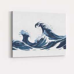 Dynamic Ocean Waves Coastal Seascape Illustration Canvas Wall Art Print Decor Picture Ready To Hang - thumbnail 4