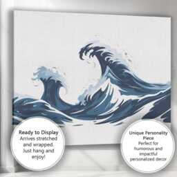Dynamic Ocean Waves Coastal Seascape Illustration Canvas Wall Art Print Decor Picture Ready To Hang - thumbnail 3