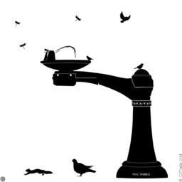 Nyc Central Park Water Fountain Wall Decal - New York Drinking Station Matte Vinyl Sticker - thumbnail 2